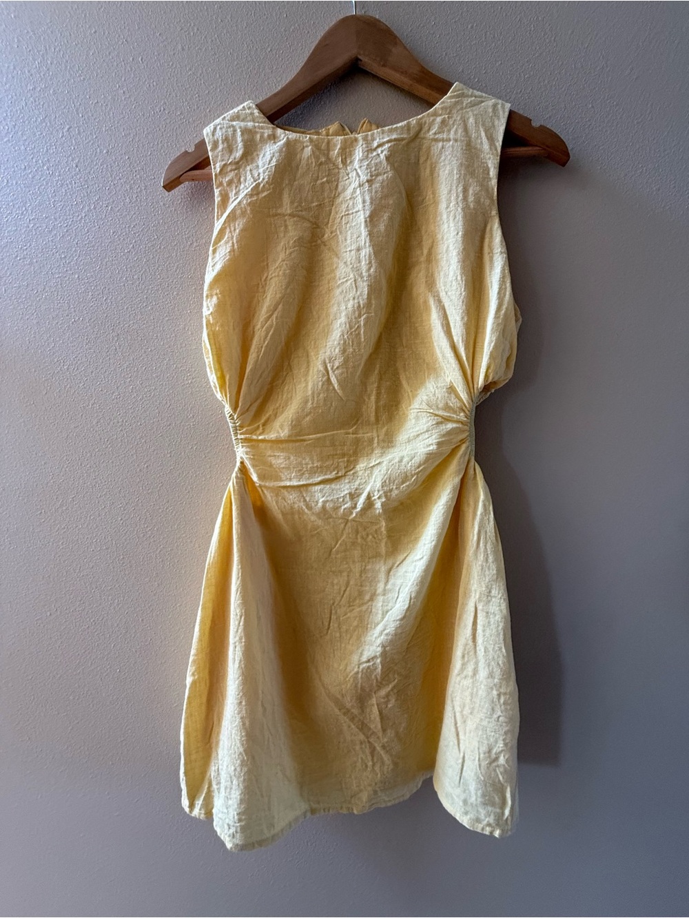 100% Cotton Light Yellow Sleeveless Summer Dress